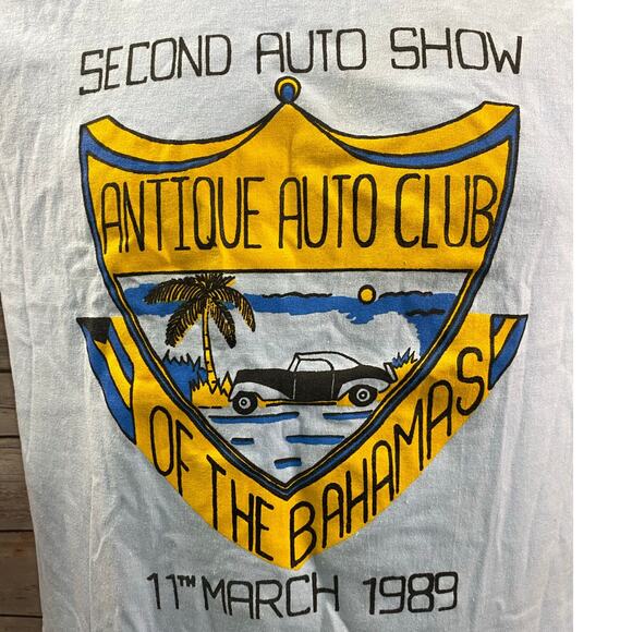 Vintage 2nd Bahamas Auto Show T-Shirt Size L 17x26 Graphic Tee 1989 Valvoline - Picture 7 of 10